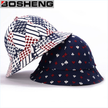 Cotton Twill Bucket Hat with Poker Pattern Print